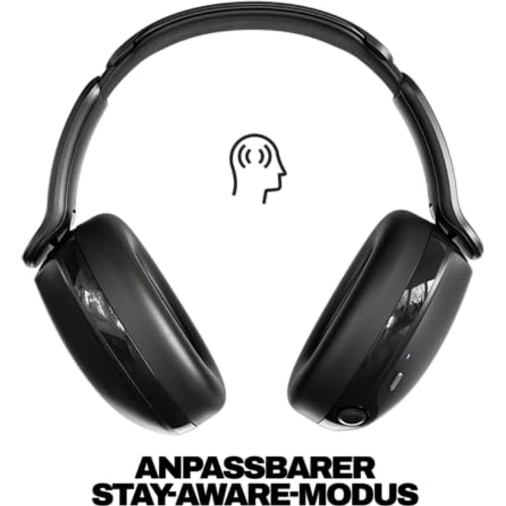 Skullcandy Hesh 360, Wireless Over-Ear Bluetooth Kopfhörer mit bis zu 100 Stunden Akkulaufzeit, Noise Isolating Fit, flach zusammenklappbarem Design und Mikrofon - True Black – Bild 3