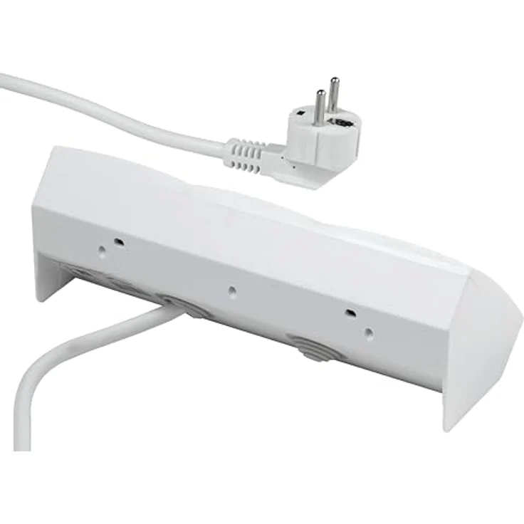 McPower Unterbausteckdose Flair 3-Fach Steckdosenblock, Schutzkontakt mit 2m Kabel, 250V/16A, weiß – Bild 4