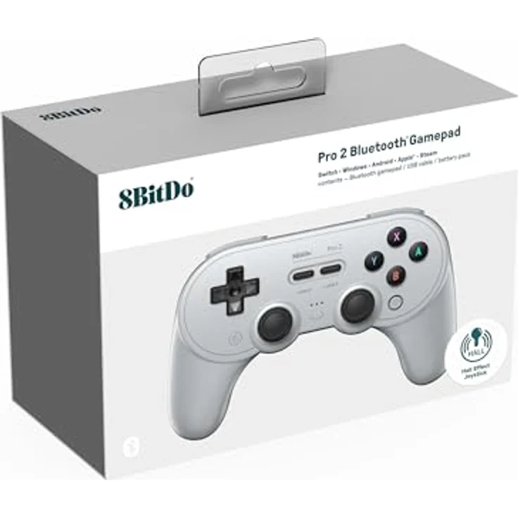 8bitdo Pro 2 - Hall Edition, Gaming Controller mit Hall-Effekt-Joysticks, Bluetooth-Konnektivität, grau – Bild 6