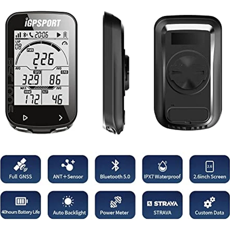 iGPSPORT Fahrradcomputer GPS ANT Funktion iGS50E drahtlos, schwarz – Bild 3