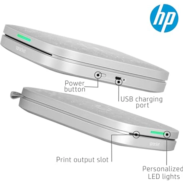 HP Sprocket 3x4" Sofortbilddrucker - Tragbarer, kabelloser Farbdrucker mit Zink-Fotopapier und Kreativ-App, weiß – Bild 5