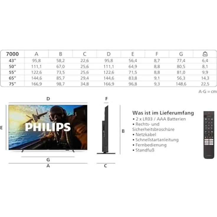 Philips 50PUS7000, 50 Zoll 4K LED Smart TV mit Pixel Precise Ultra HD, Titan OS und Dolby Atmos, Sprachsteuerung mit Alexa und Google Assistant – Bild 3