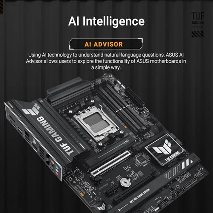 ASUS TUF Gaming B850-PLUS WiFi Mainboard Sockel AMD AM5 (AMD B850, ATX, PCIe 5.0, WiFi 7, 2X PCIe 4.0 M.2, Aura Sync) - Fortschrittliche AI-PCs, AMD Ryzen 9000/8000/7000, Verbesserte Stromversorgung, Ultraschnelle Konnektivität – Bild 2