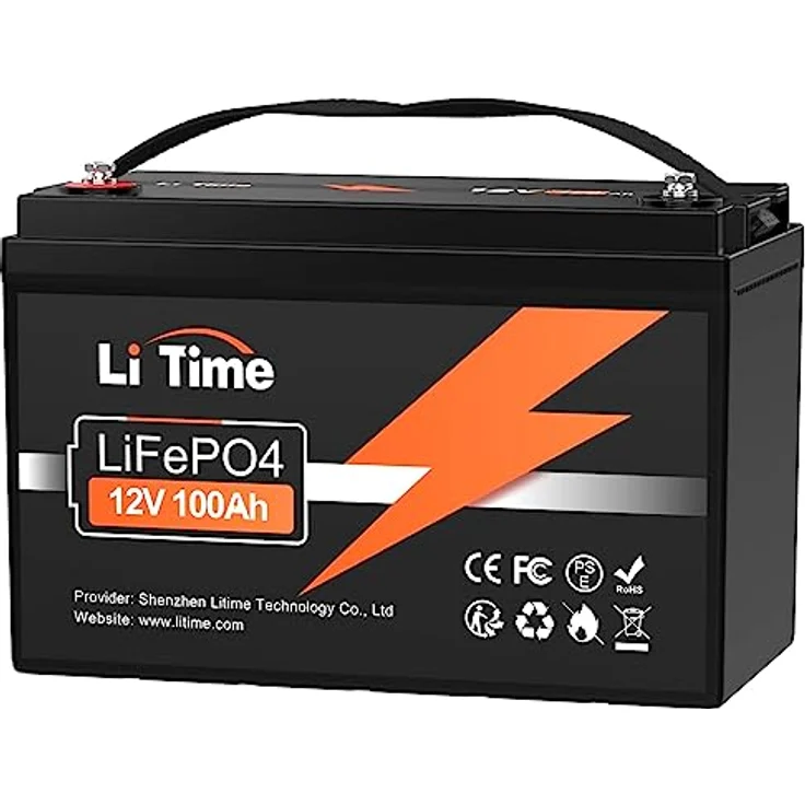 LiTime 12V 100Ah LiFePO4 Batterie, 1280Wh Lithium Akku mit 100A BMS, Max. 15000 Zyklen Ladezyklen, Unterstützung in Serie/Parallelschaltung, Perfekter Ersatz für Blei-Säure für Wohnmobile, Solaranlage – Bild 1