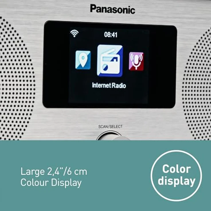 Panasonic RF-D40EGK-K Internet- & DAB+/FM-Radio mit Bluetooth, 6 Watt, 7,5 cm Lautsprecher, 2,4 Zoll TFT-Farb-LCD, Wecker & Einschlaftimer, Fernbedienung, USB, WLAN, Schwarz – Bild 4