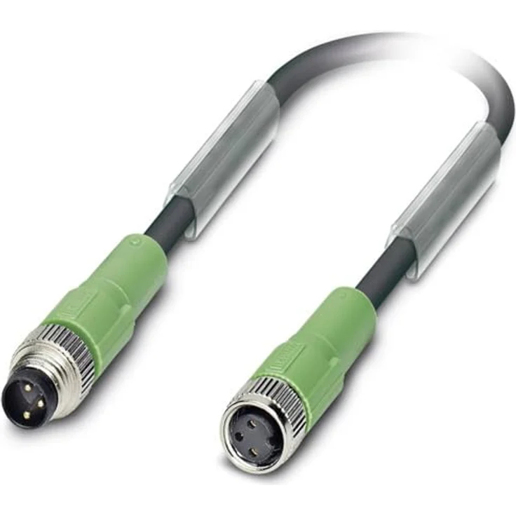 Phoenix Contact CONTACT SAC-3P-M 8MS/10.0-PUR/M 8FS Sensor/Aktor-Kabel, 3-Polig, M8 Stecker und Buchse Gerade, 10m, Schwarz/Grau – Bild 1