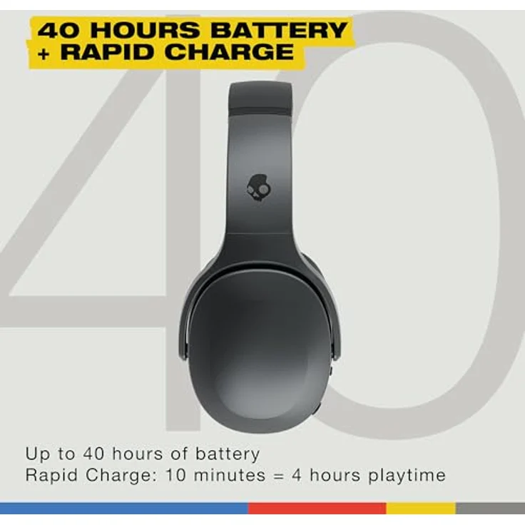 Skullcandy Crusher 540 Active, kabelloser Bluetooth-Kopfhörer mit schallisolierender Over-Ear-Passform, multisensorischem Bass, 40 Stunden Akkulaufzeit, schweiß- und wasserresistent - Coal – Bild 3