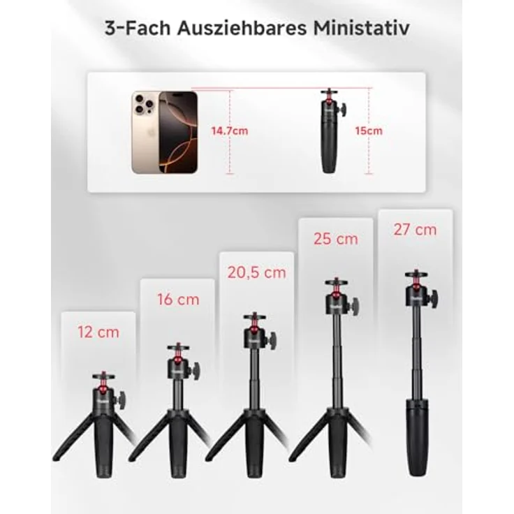 Rollei Ministativ Comfort Desktop, Tischstativ mit 360° Kugelkopf für DSLR,DSLM und Kompakt-Kameras. – Bild 4