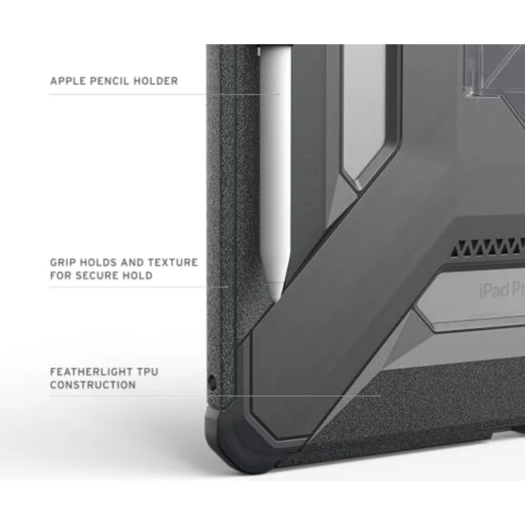 URBAN ARMOR GEAR Scout Plus Case für Apple iPad Pro 13 (M5-2025, M4-2024) mit Apple Pencil Halterung, Standfunktion, grau transparent – Bild 4