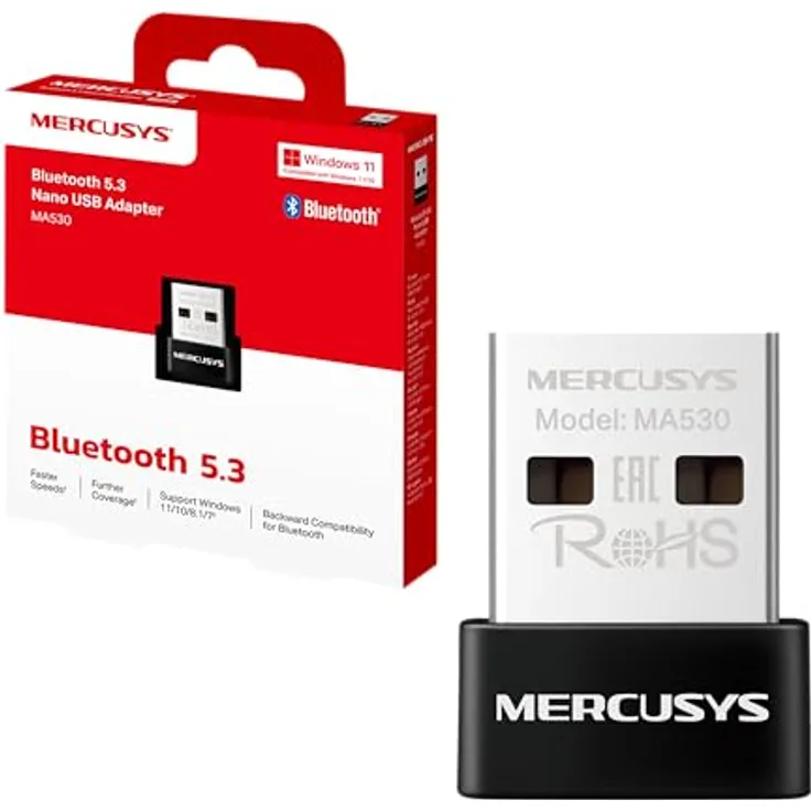 Mercusys MA530 Nano USB Bluetooth 5.3 Adapter Dongle (für PC und Laptop, unterstützt Windows 11/10/8.1/7, Plug & Play für Windows 11/10/8.1)