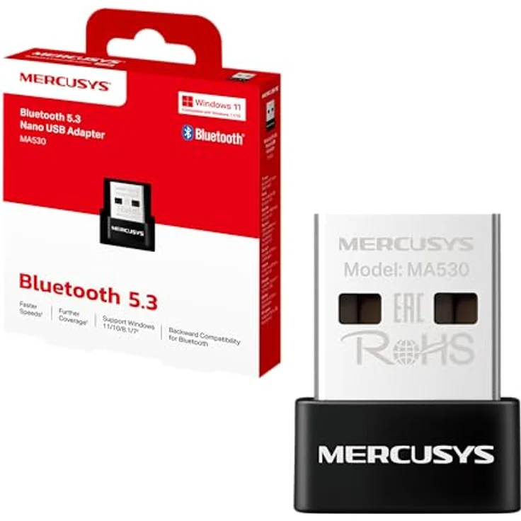 Mercusys MA530 Nano USB Bluetooth 5.3 Adapter Dongle (für PC und Laptop, unterstützt Windows 11/10/8.1/7, Plug & Play für Windows 11/10/8.1) – Bild 1