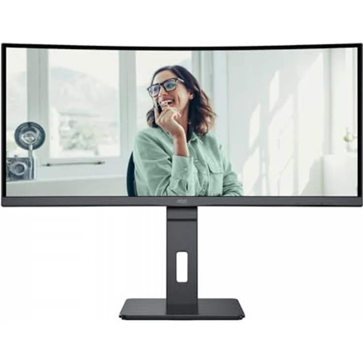 AOC CU34P3CV - 34 Zoll WQHD Curved Monitor, höhenverstellbar, Lautsprecher (3440x1440, 100 Hz, HDMI, DisplayPort, USB-C (65W PD), RJ45, USB Hub) schwarz – Bild 2