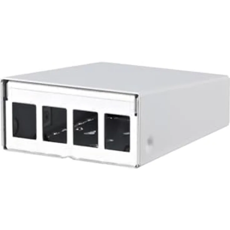 METZ CONNECT Keystone AP-Gehäuse 4 Port reinweiß RAL9010, stabiles Stahlblechgehäuse, einfaches Aufsetzen und Abnehmen