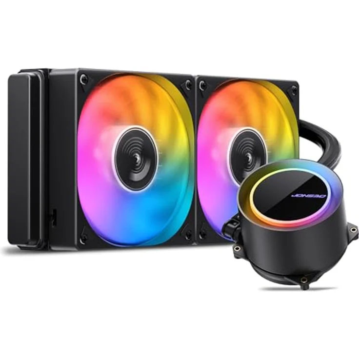 Jonsbo TG-240 All-in-One-PC-Wasserkühlung, Schwarz, 240-mm-Radiator mit RGB-Beleuchtung und zwei vorinstallierten Lüftern, kompatibel mit AMD und Intel Sockeln – Bild 3