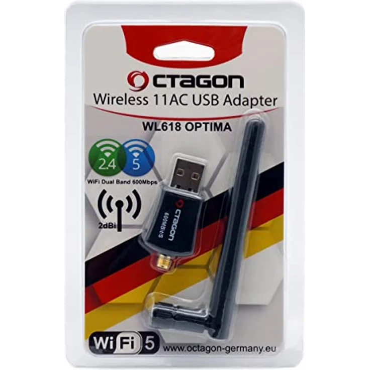 Octagon WL618 Optima WLAN 600 Mbit/s +2dBi Antenne USB 2.0 Adapter, schwarz – Bild 5