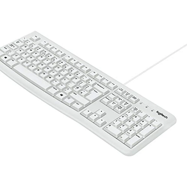 Logitech K120 Kabelgebundene Business Tastatur für Windows und Linux, USB-Anschluss, Leises Tippen, Robust, Spritzwassergeschützt, Tastaturaufsteller, Deutsches QWERTZ-Layout - Weiß – Bild 2