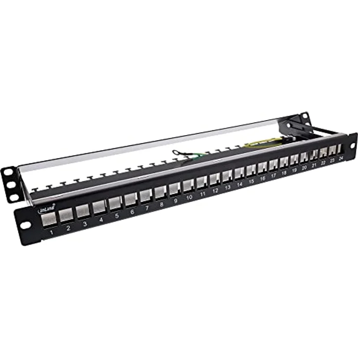 InLine® Patchfeld 24-Fach, Keystone Leerblech Patchpanel mit Auszug, 19", 1HE, schwarz RAL9005, geeignet für Cat.6A/Cat.6/Cat.5 Module – Bild 2