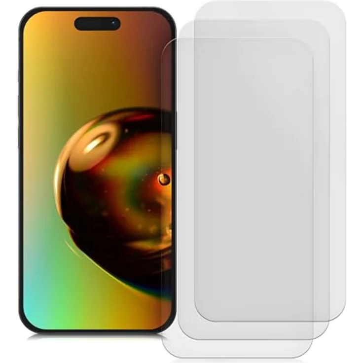 kwmobile 3X Folie matt kompatibel mit Apple iPhone 15 - Displayschutz Displayfolie entspiegelt, Schutz vor Kratzern und Fingerabdrücken – Bild 4