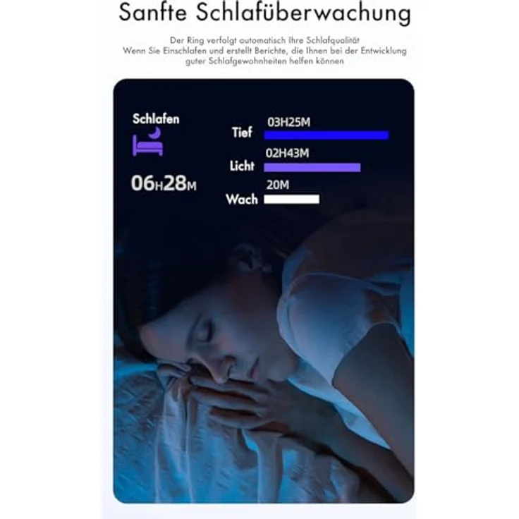 Newgen Medicals Smart Ring, Fitness-Tracker-Ring mit SpO2, Herzfrequenz, Schlafanalyse, mattsilbern, Gr. 65 – Bild 3