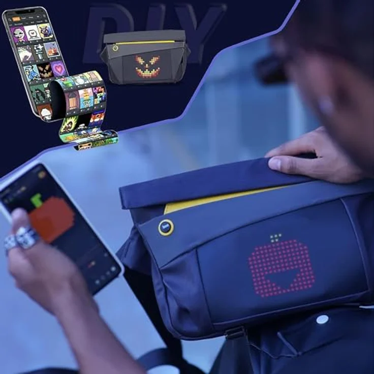 Divoom Slingbag-Vblack, Fotorucksack aus wasserdichtem Material mit strukturiertem Design, Schwarz – Bild 4