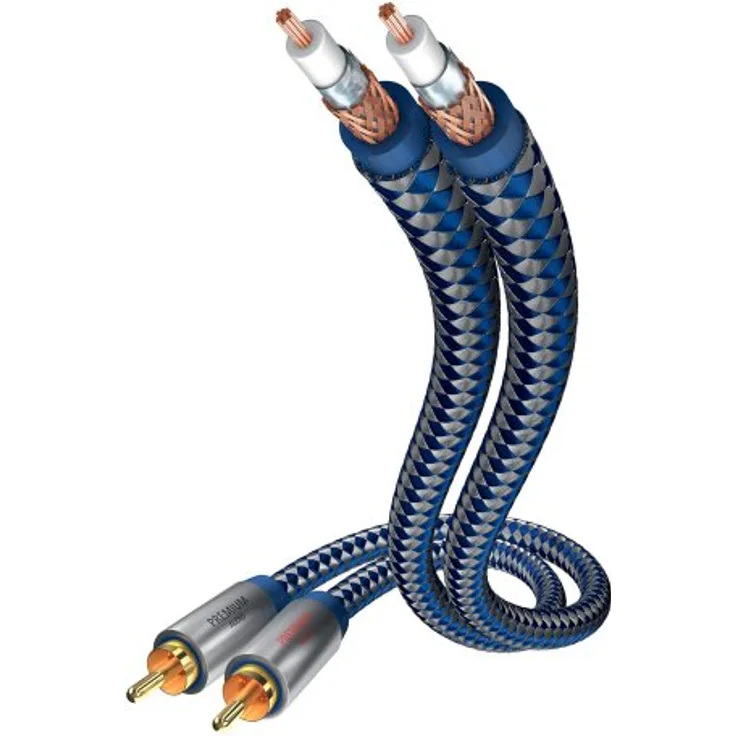 inakustik – 00404007 – Premium Stereo Audiokabel | Für kraftvollen und dynamischen Klang dank eines hohen Kupfergehaltes | 0,75m in Blau | 2-fache Abschirmung - Vollmetallstecker - moderner Geflechtschirm
