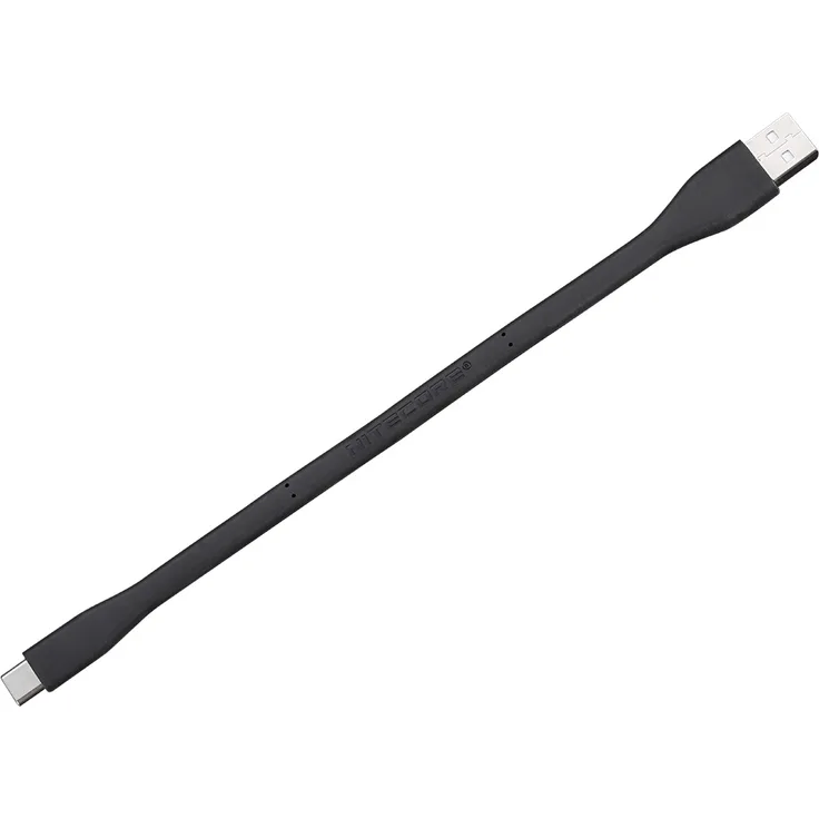 Nitecore TINI 2 - USB-A auf USB-C, biegsames Ladekabel in Schwarz, flexibel und flach, 215 mm länge