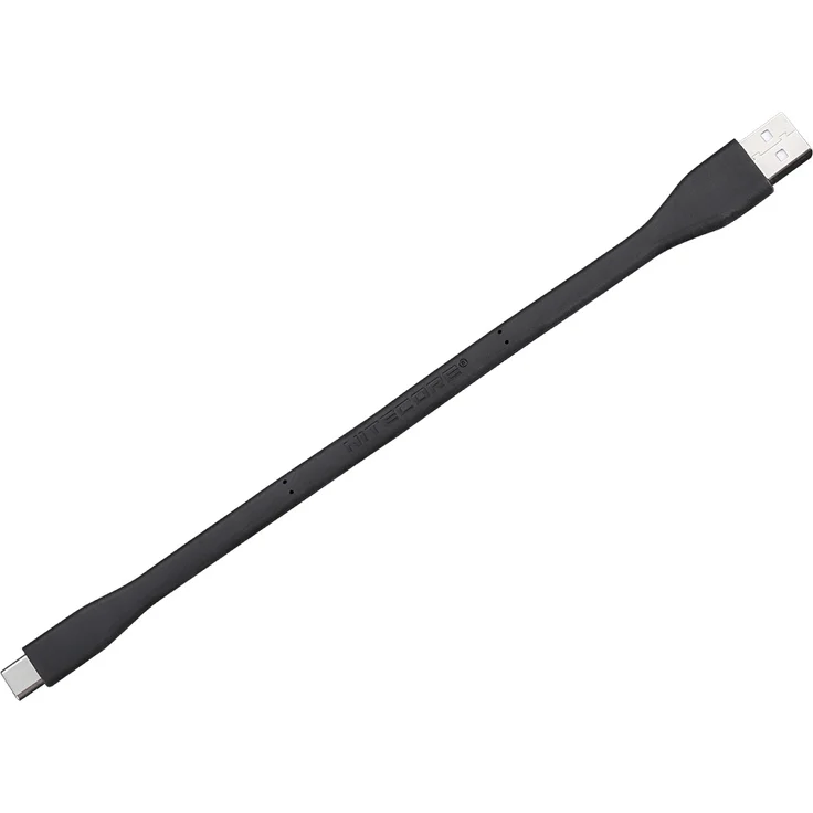 Nitecore TINI 2 - USB-A auf USB-C, biegsames Ladekabel in Schwarz, flexibel und flach, 215 mm länge