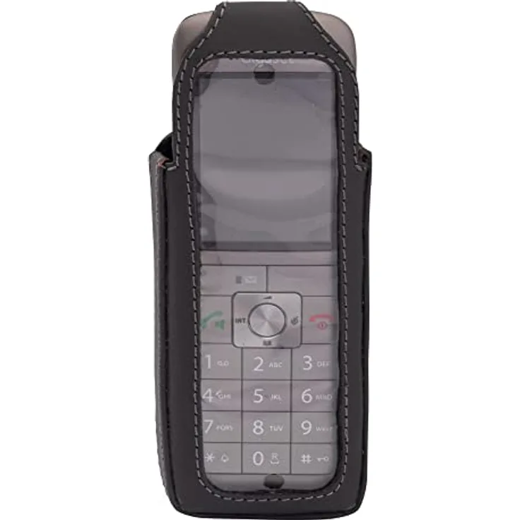 JT Berlin Ledertasche für das Gigaset CL660 Serie (CL660HX / CL660 / CL660A / CL690 / C630a) - schwarz [Telefontasche aus Echtleder I In 8-Stufen drehbarer Gürtelclip I Handmade in Europe]