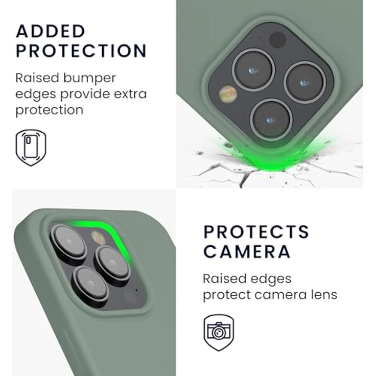 kwmobile Handyhülle für iPhone 14 Pro, Silikon Case in Rainwashed Grün, anti-rutsch, kabelloses Laden, stoßfest – Bild 3