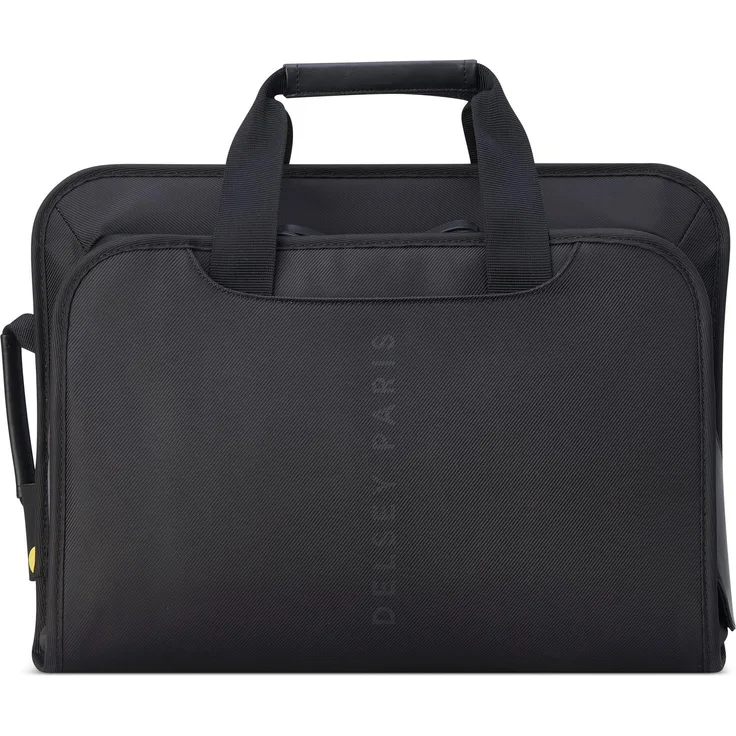 Delsey 2-CPT Notebooktasche 15.6" Schwarz, Messengerhülle aus Leder und Polyester, 14 Zoll Display geeignet, Universal