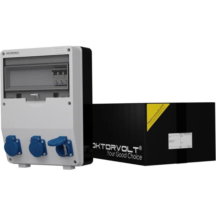 Doktorvolt Stromverteiler TD-S 3x230V Wandverteiler mit Mennekes Dosen Steckdosenverteiler 3-fach, ausgestattet mit Mennekes-Steckdosen
