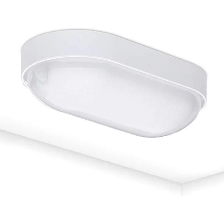 Oktaplex LED Kellerlampe BASE 9W 800Lm IP65 Neutralweiß 4000K Ovalleuchte Kellerleuchte Deckenlampe Weiß – Bild 1