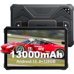 Blackview Active 6 Outdoor Tablet Android 13, 16GB RAM+128GB ROM(TF 1TB), 13000mAh Akku(33W) Tablet PC, Tablet 10 Zoll, 16MP Kamera, Octa core, Dual SIM 4G/5G WiFi/IP68/IP69K/Stylus Pens, Schwarz