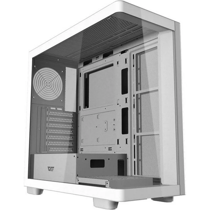 darkFlash DS900G WHT, Mid-Tower Computergehäuse mit gehärtetem Glas, Unterstützung für ATX/Micro-ATX/ITX, bis zu 10 Lüfter, weiße Farbe