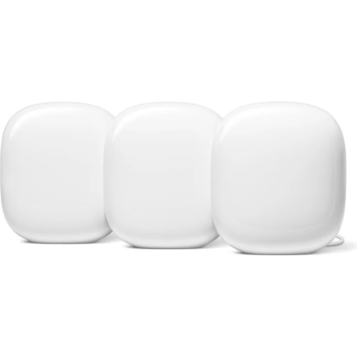 Google Nest WiFi Pro 3er-Set, Hochgeschwindigkeits Router mit WiFi 6, bis zu 4,2 Gb/s, Weiss