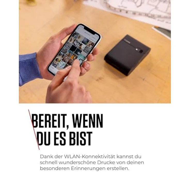 Canon SELPHY SQUARE QX10 Mini-Fotodrucker - mit quadratischem Druck (eingebauter Akku, WLAN, 287 dpi x 287 dpi, USB Kabel, Thermosublimationsdruck) schwarz – Bild 4
