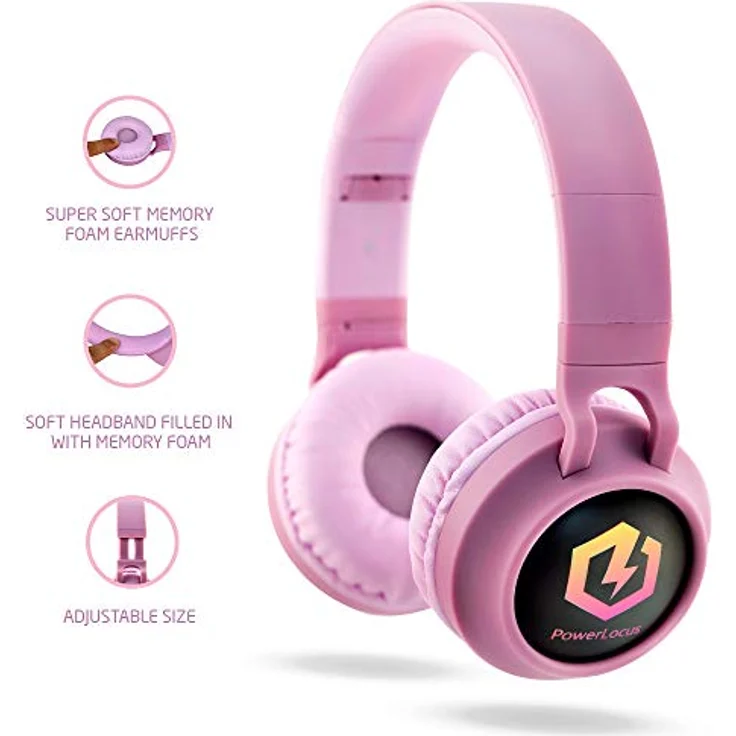 PowerLocus Bluetooth-Kopfhörer für Kinder, kabellos, 85 dB Lautstärkebegrenzung, Stereo-Sound, mit Mikrofon und Micro-SD, faltbar für Handy, Tablet, PC – Bild 4