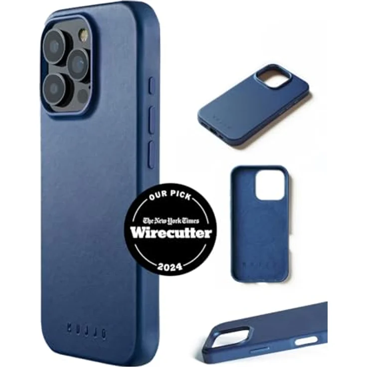 Mujjo Leather Case iPhone 16 Pro Blau - Außergewöhnlicher Schutz, reaktionsschnelles Design, MagSafe-Leistung – Bild 2