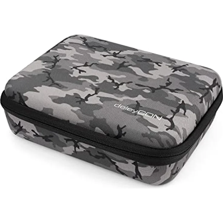 deleyCON Hardcase Tasche für GoPro Actionkamera & Zubehör, Robust mit Staub-, Aufpralls- und Spritzwasserschutz, Größe L - Camouflage – Bild 1