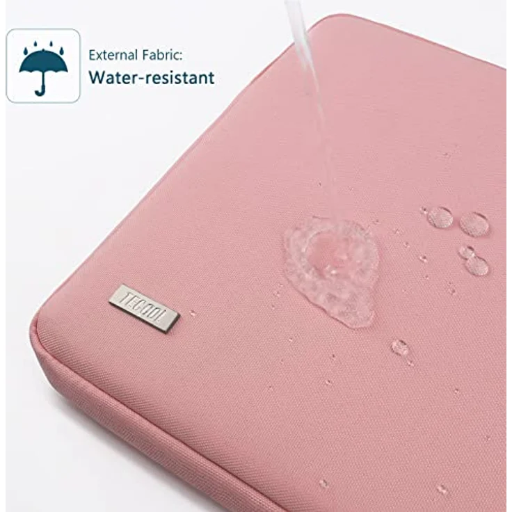 TECOOL Laptop Tasche Hülle für 12,3-13" Surface Pro und MacBook Air Pro, wasserdichte Schutztasche mit stoßfester Polsterung, Rosa – Bild 4