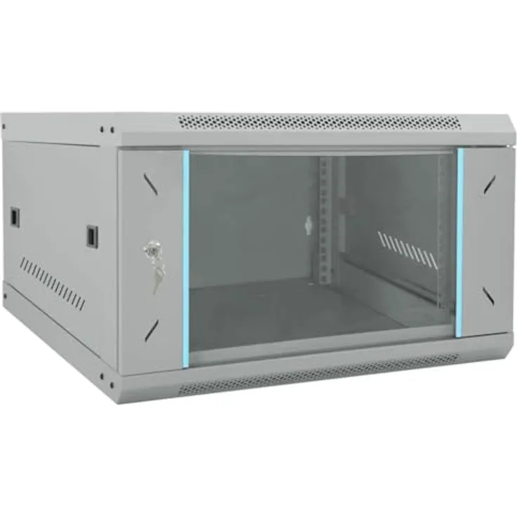 vidaXL Netzwerkschrank, Netzwerkschrank mit Speicher, Grau, 53 x 60 x 30 cm aus Stahl