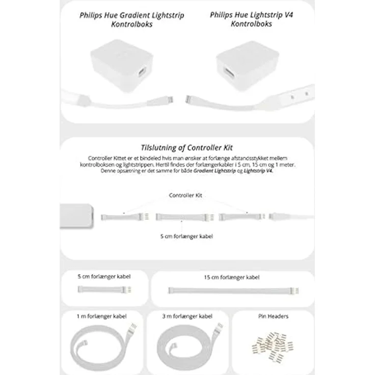 Nordic Light Solutions Kabel für Philips Hue Gradient Lightstrip (Y-splitter) in Weiß, Präzise Verlängerung, Endlose Möglichkeiten, Hochwertige Qualität, Einfache Installation, Erweiterbar – Bild 4