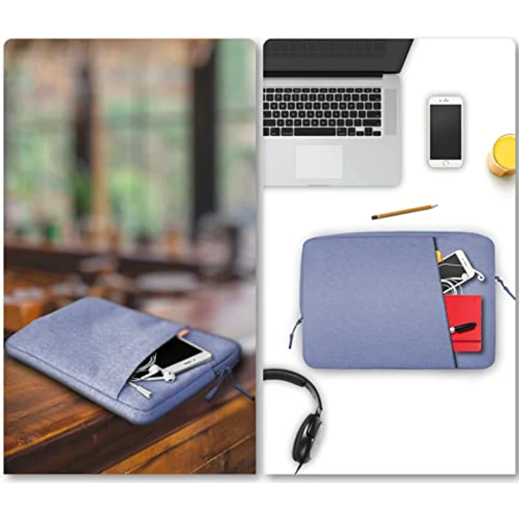 JETech Laptoptasche Hülle für 13,3 Zoll MacBook Air/Pro, 14 Zoll MacBook Pro 2021 M1, 13-13,6 Zoll Notebook, Wasserdicht Laptophülle Stoßfest Laptop Sleeve mit Zubehörtasche (Lila) – Bild 5