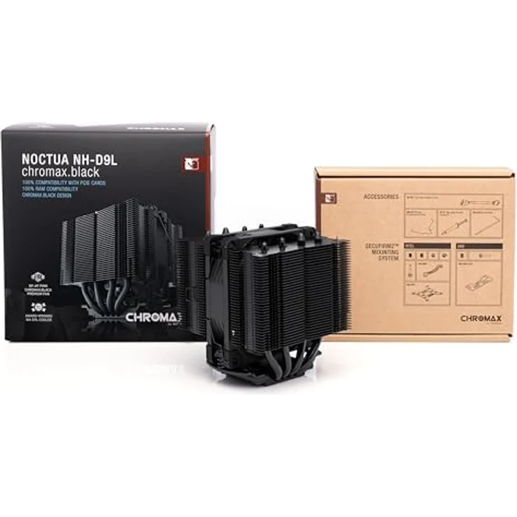 Noctua NH-D9L chromax.black, CPU Kühler in Doppelturm-Bauweise mit 110 mm Höhe und PWM-gesteuertem Lüfter, Schwarz – Bild 3