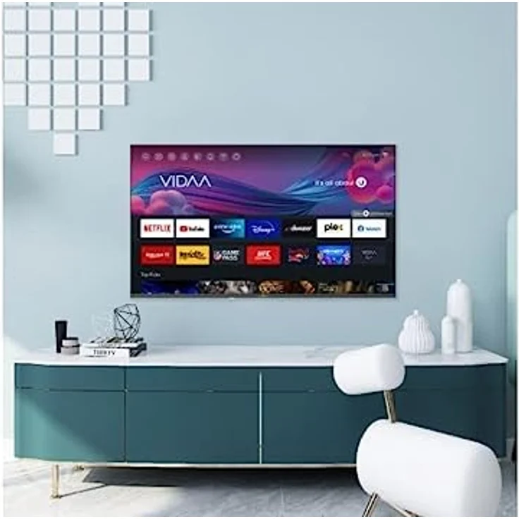 SMART TECH 4K-UHD LED 43 Zoll (109 cm) VIDAA Smart TV 43UV10V1, Quad core, 1.5G/4G, DVB-T2/C/S2, WIFI-2T2R, H.265, Dolby Audio, 3xHDMI, 2xUSB, Netflix/YouTube/Prmie Video/Google Assistant, Schwarz – Bild 4