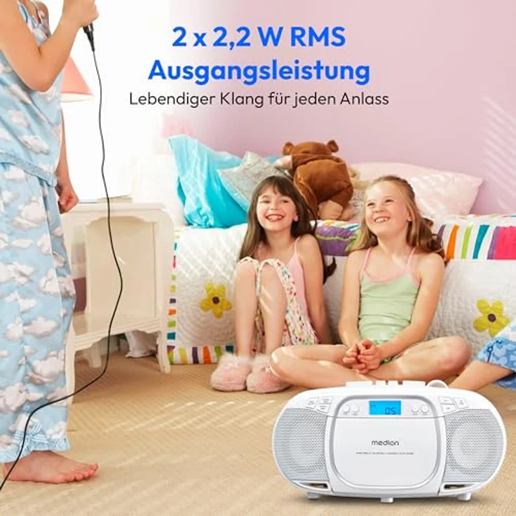 Medion LIFE E66476, Tragbares Radio mit Digitaltuner, FM/AM Empfang, LCD Display, Weiss – Bild 5