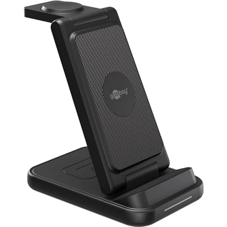 Goobay Kabelloses 3in1-Ladegerät, 15 W, induktive Ladestation für Smartphone, Smartwatch und Earbuds, kompatibel mit Qi und Schnellladung – Bild 1