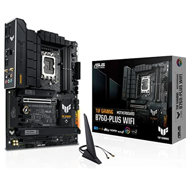 ASUS TUF GAMING B760-PLUS WIFI Mainboard Sockel Intel LGA 1700 (Intel B760, ATX, DDR5 Speicher, PCIe 5.0, 2x M.2, WiFi6, Thunderbolt 4, Aura Sync)