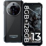 HOTWAV T7 Outdoor Handy, 6280mAh Akku, HD+ Display, Android 13 Smartphone (6.52 Zoll, 8 GB Speicherplatz, Dual SIM 4G, Face ID, GPS, IP68/IP69K, OTG-Funktion, schwarz)