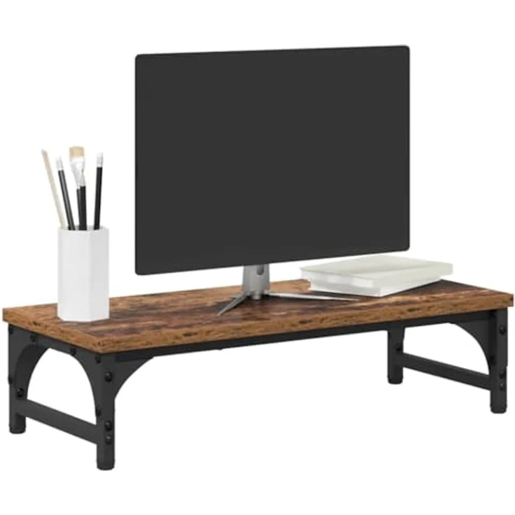 vidaXL Monitor-Halterung Altholz, ergonomischer Monitorständer aus Holzwerkstoff, 55 x 23 x 14 cm, minimalistisch – Bild 1